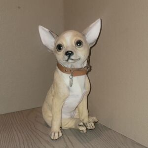Vintage Resin Chihuahua Small Dog Scupture 5x9x10"   - Tan